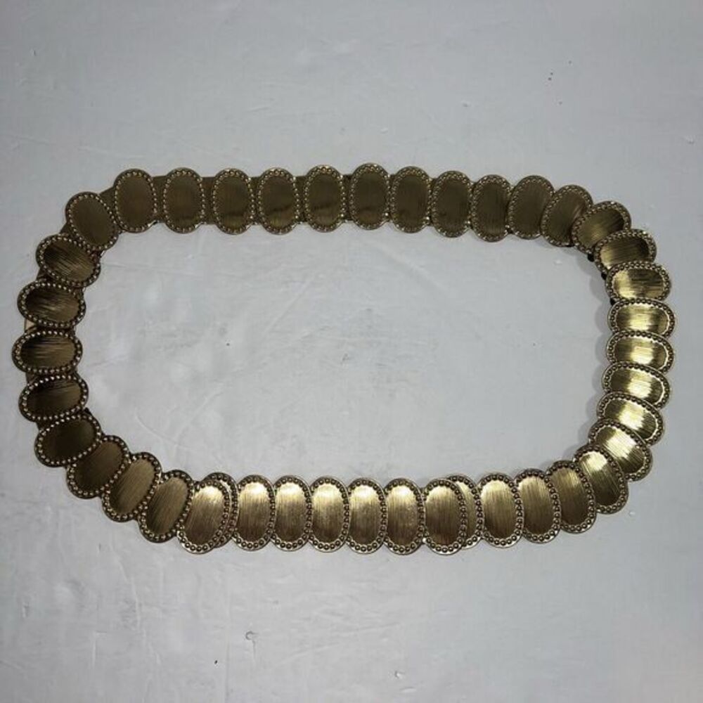 Unbranded Womens Elastic Stretch Waist Belt Large (42") Round Gold Metal‎ Disc